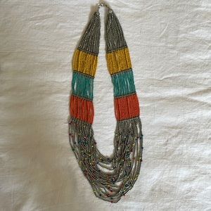 Colorful beaded layered necklace.